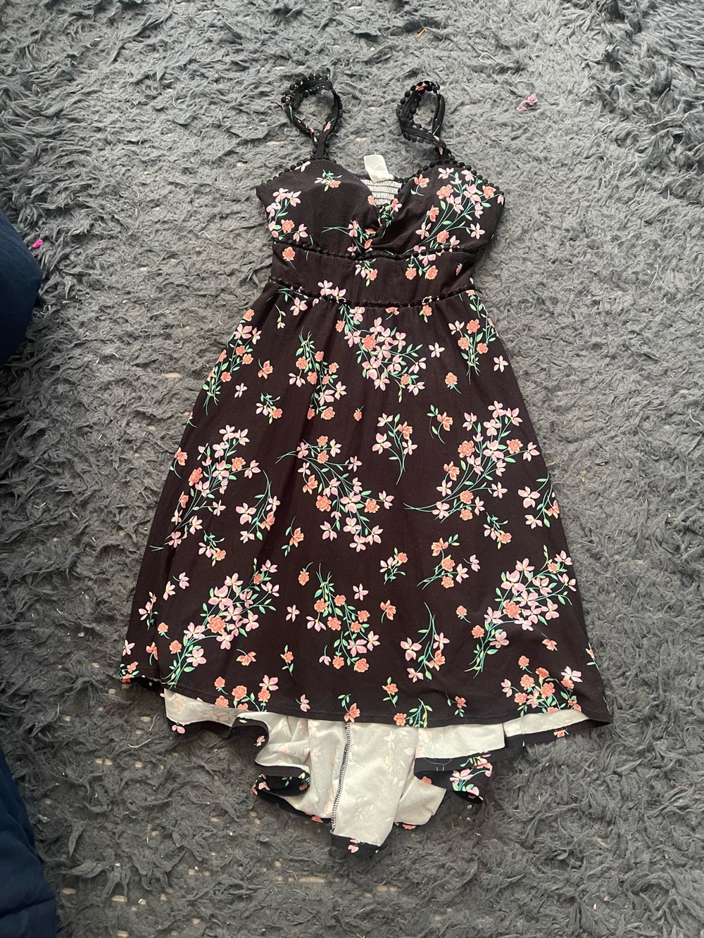 Women’s Black Floral Sundress with Pink Blossoms size small